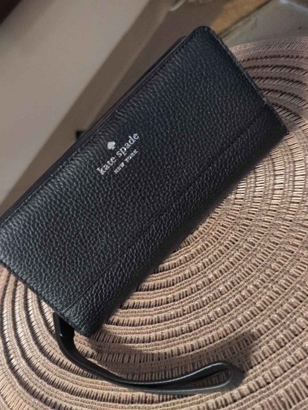 Kate Spade Black Pebbled Leather  Wrist Wallet